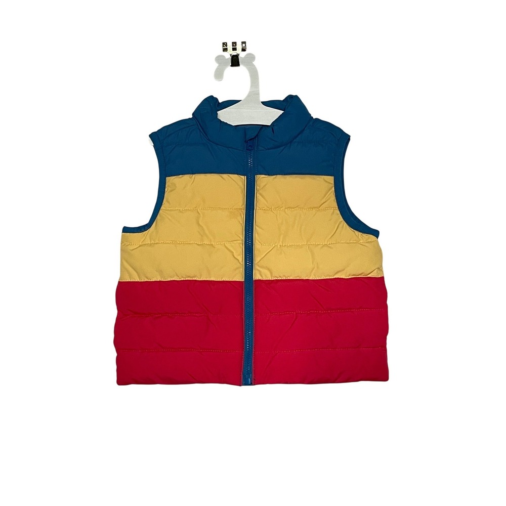 Janie and Jack Kids Colorblocked Puffer Vest Blue Red 12-18M‎ Warm Outdoors Snow